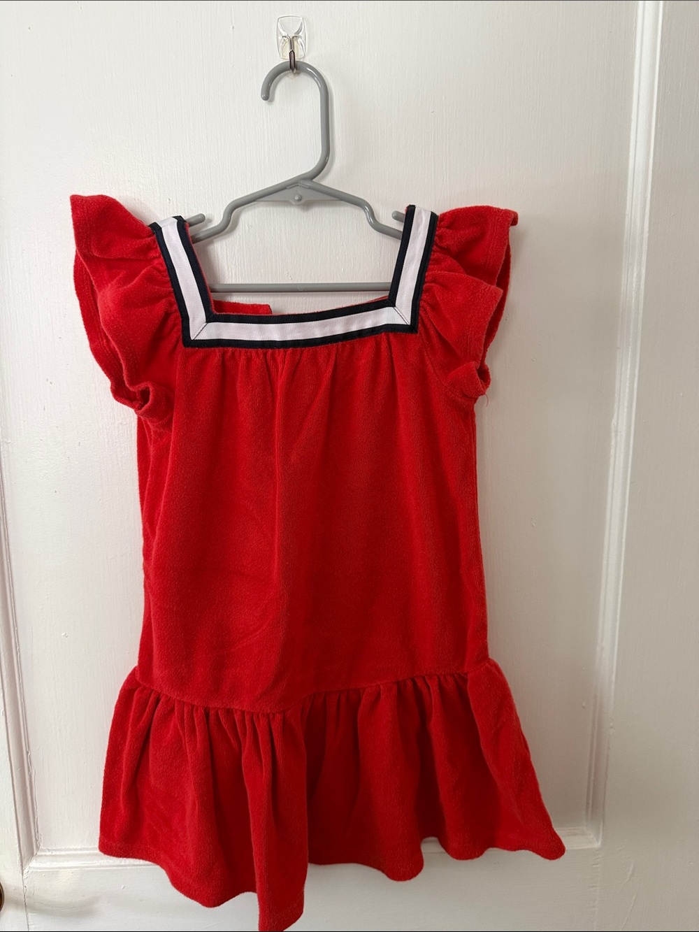 Janie and Jack Red Dress with Navy and White Trim
